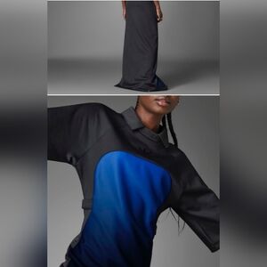 Adidas Originals Blue Version Black Blue Umbre Maxi Dress Size Lg Tall